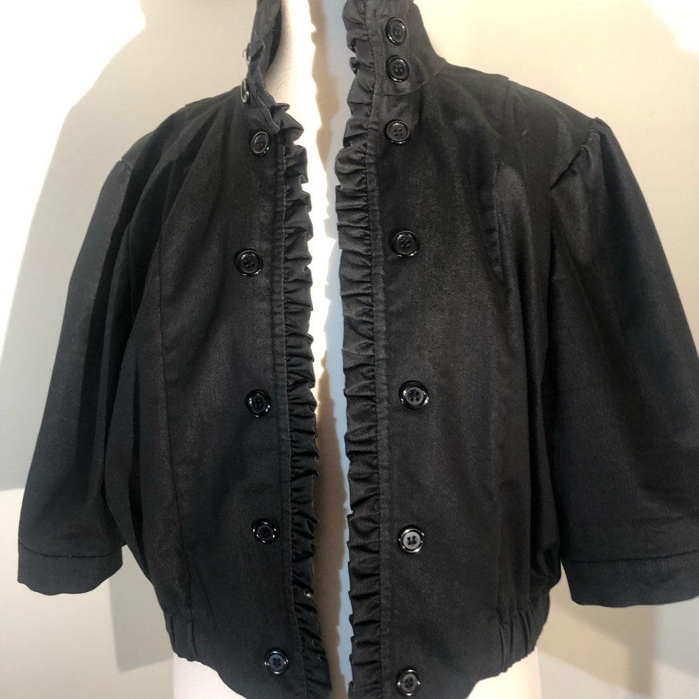 Ashley Stewart Black Open Front Jacket; size 16W